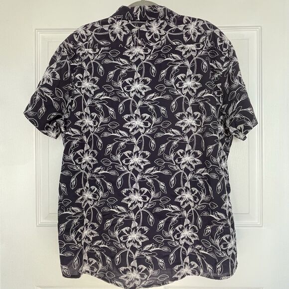 Men’s Slate & Stone Floral Embroidered Short Sleeve Button Down Shirt Size XXL - Picture 5 of 9